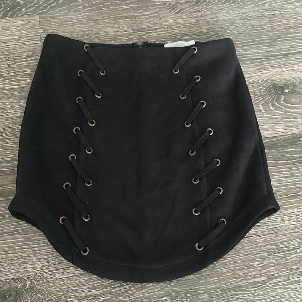 LF black velvet skirt
